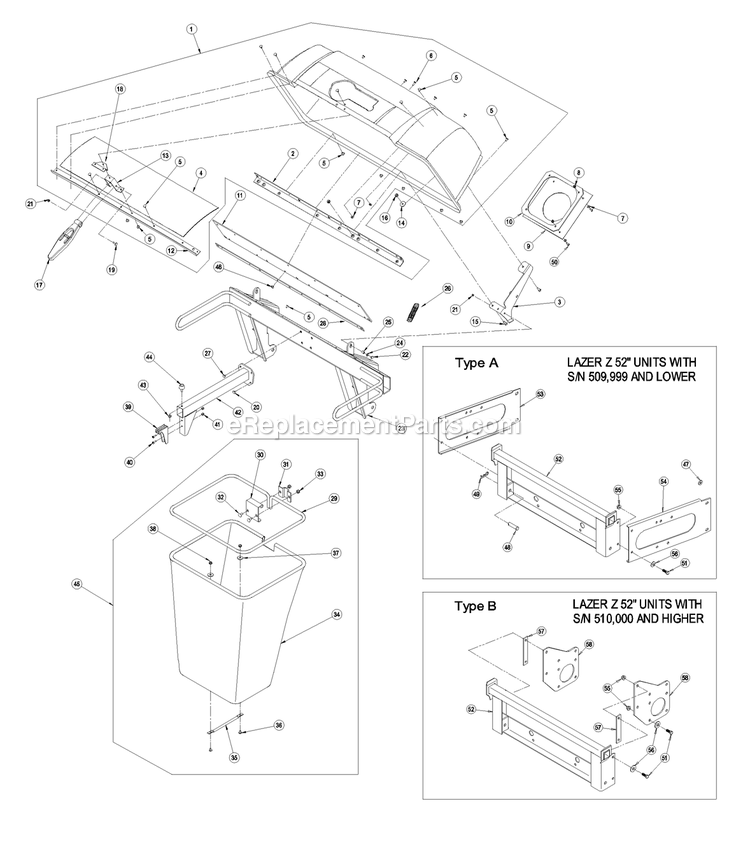 Hood And Bag Assembly (1) Diagram and Parts List for LZUV52 (720000-789999)(2008) Exmark Lawn Tractor Accessories
