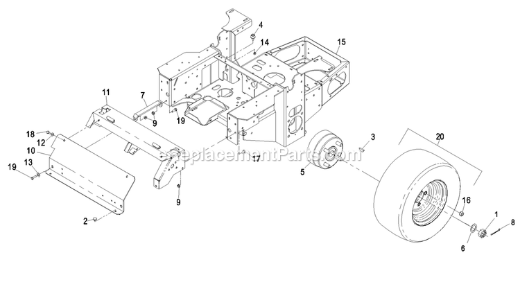 Mainframe Group (1) Diagram and Parts List for LCT23BV523 (720000-789999)(2008) Exmark Lawn Mower