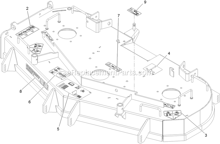 Deck With Decals Diagram and Parts List for TTX650EKC52400 (316000000-399999999)(2016) Exmark Lawn Mower
