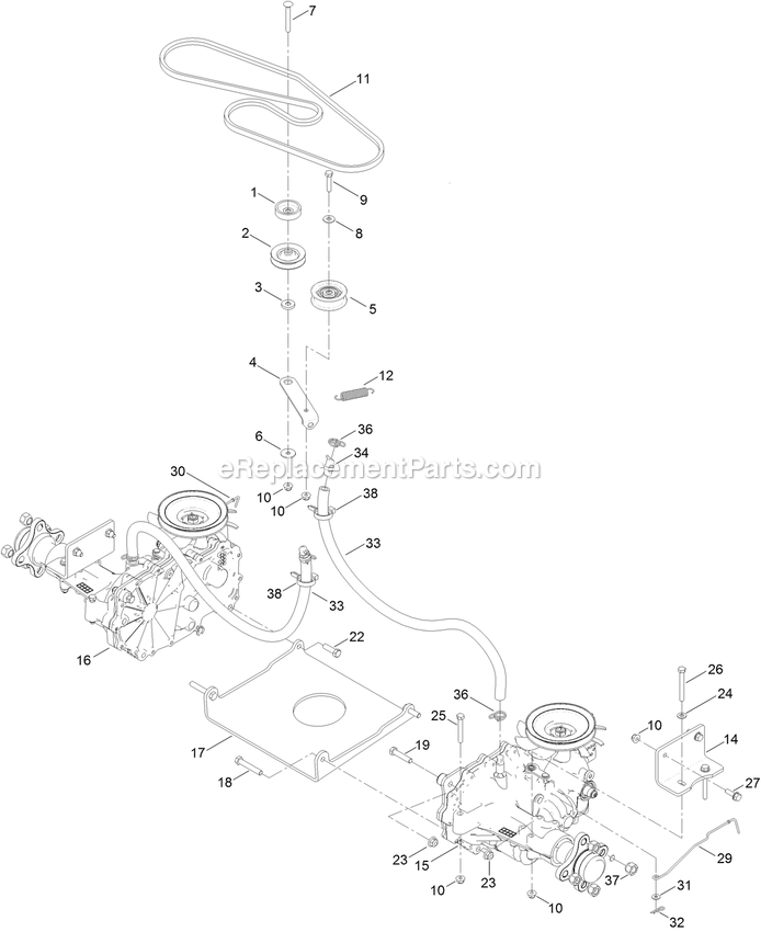 Traction Drive Assembly Diagram and Parts List for QTS708GEM60200 (400000000-402082299)(2017) Exmark Lawn Mower