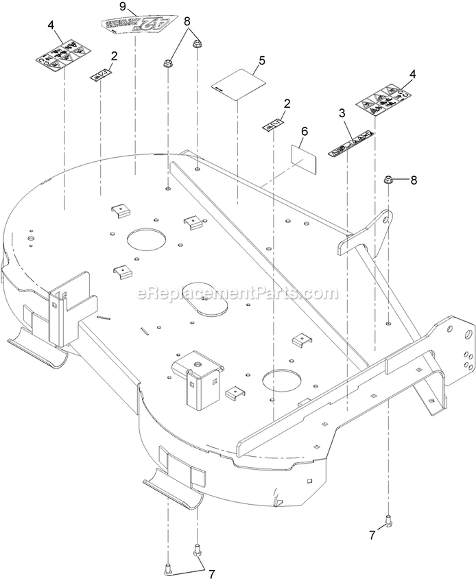 42 Inch Deck Assembly (2) Diagram and Parts List for QTS691KA422 (313000000-313999999)(2013) Exmark Lawn Mower