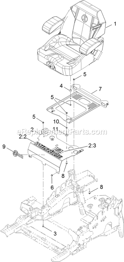 Seat Assembly Diagram and Parts List for LZE600GKA484A2 (315000000-315999999)(2015) Exmark Lawn Mower