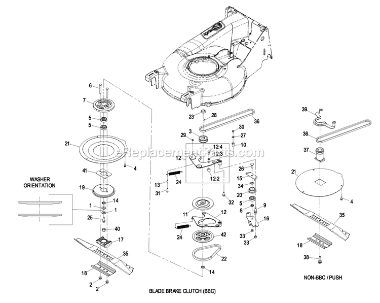 Blade Assembly Diagram and Parts List for EC21ASHN (850000-919999)(2010) Exmark Lawn Mower