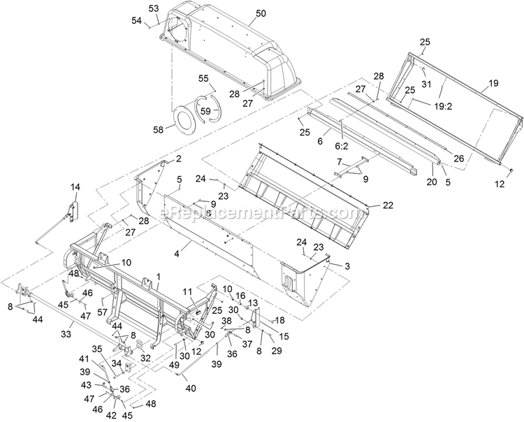 Hopper Assembly Diagram and Parts List for LZUVQD11 (400000000-402082299)(2017) Exmark Lawn Tractor Accessories