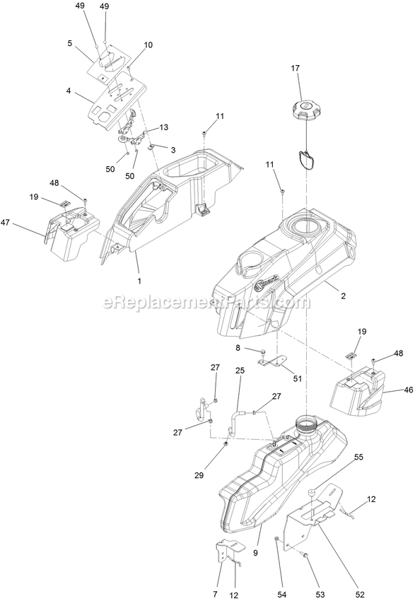Fuel Assembly Diagram and Parts List for QZE708GEM34200 (402082300-404314158)(2018) Exmark Lawn Mower