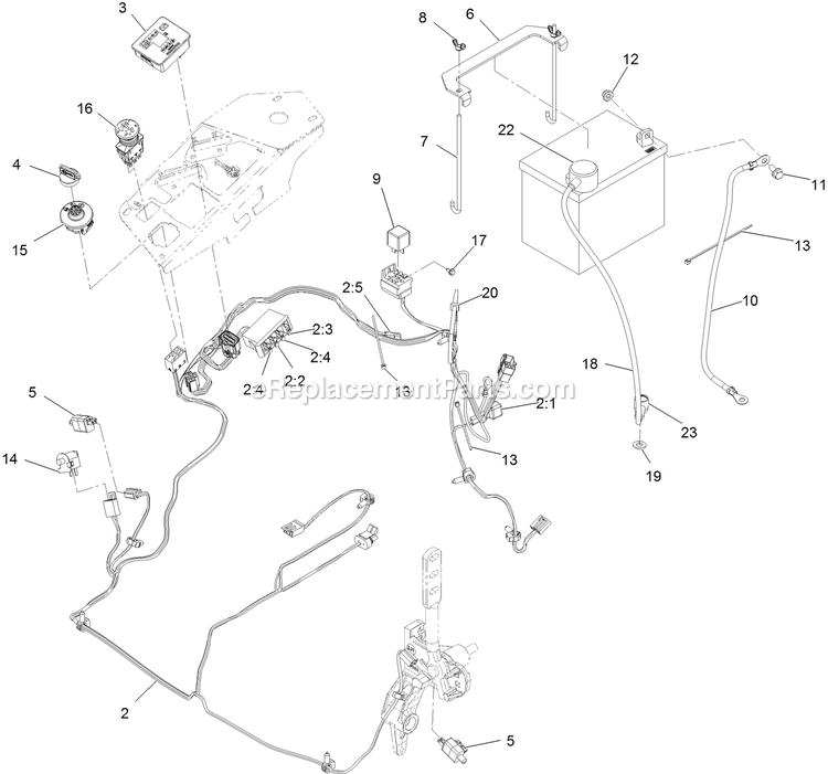 Electrical Assembly Diagram and Parts List for LZE801GKA724A1 (408644346-999999999)(2021) Exmark Lawn Mower