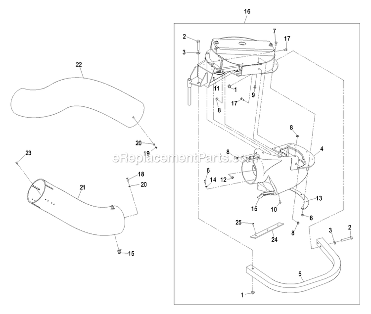 Blower Assembly (2) Diagram and Parts List for LHPUVD4448 (600000-669999)(2006) Exmark Lawn Tractor Accessories