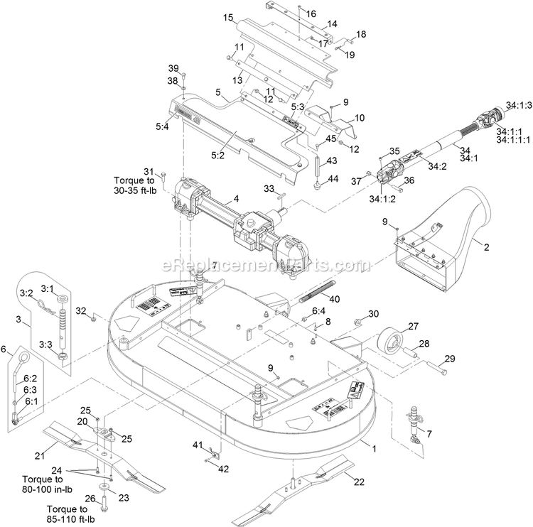 Deck Assembly Diagram and Parts List for NVS640CKC42000 (315000000-315999999)(2015) Exmark Lawn Mower