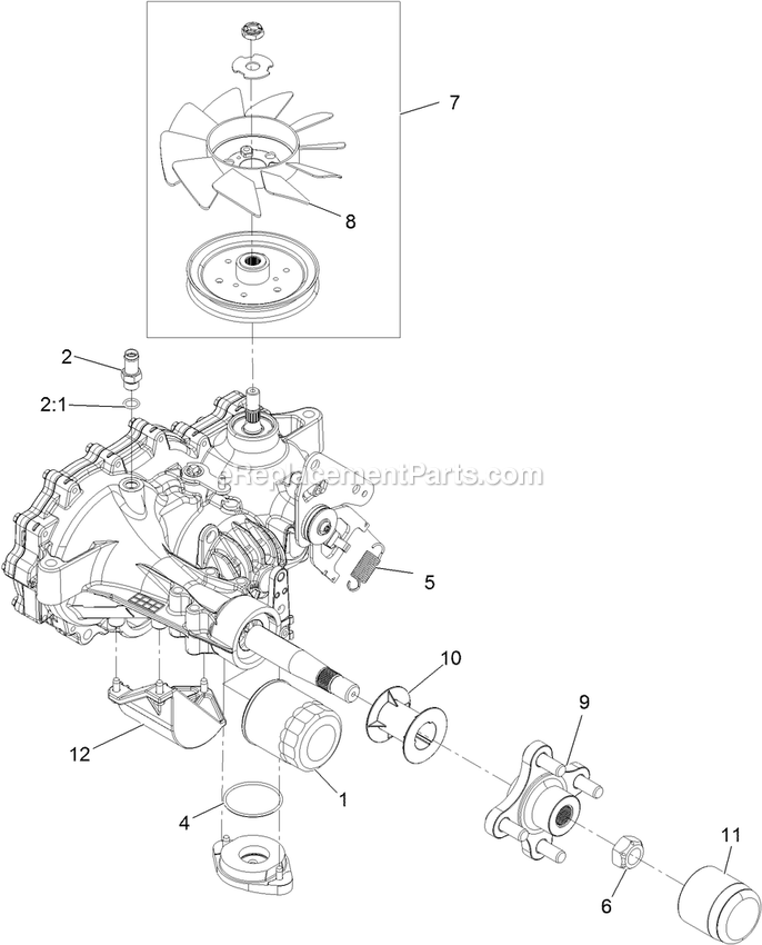 Rh Transaxle Assembly Diagram and Parts List for PNS740GKC604A4 (315000000-315999999)(2015) Exmark Lawn Mower