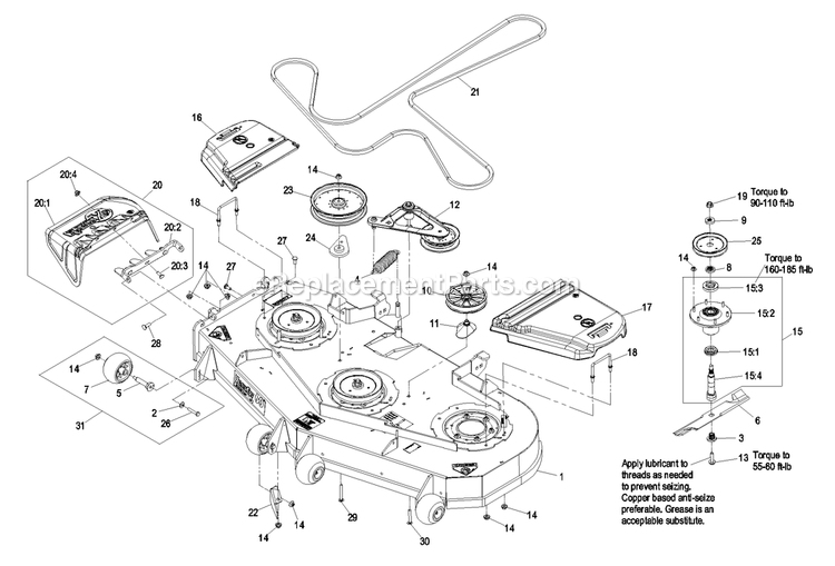 Deck Group (3) Diagram and Parts List for LZZ23KA526 (790000-849999)(2009) Exmark Lawn Mower