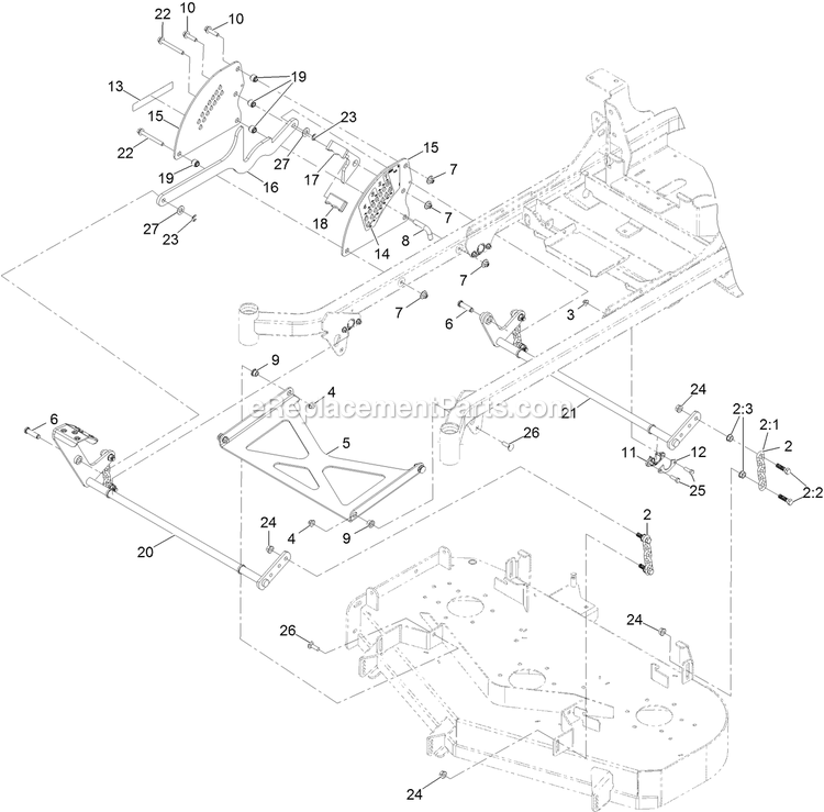 Deck Lift Assembly Diagram and Parts List for PNE651GKA48200 (316000000-399999999)(2016) Exmark Lawn Mower