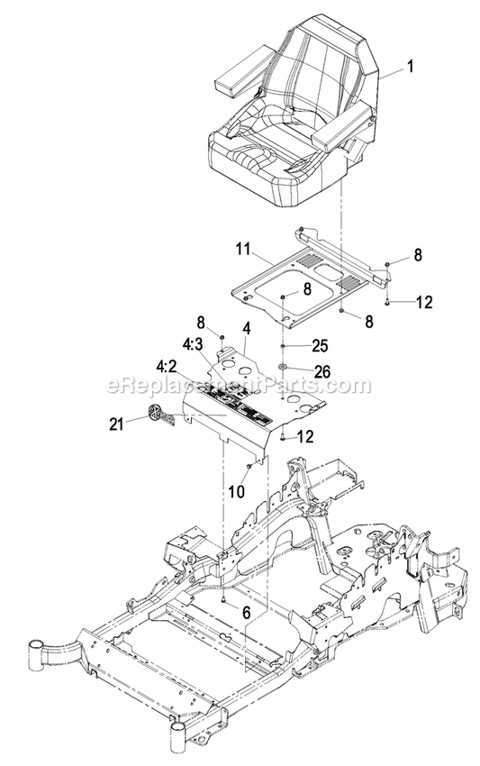 Seat Group (1) Diagram and Parts List for LZAS29KA724LP (850000-919999)(2010) Exmark Lawn Mower