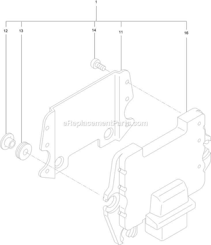 Electronic Control Unit Assembly Diagram and Parts List for LZS80TDYM72RW0 (408644346-411294211)(2021) Exmark Lawn Mower