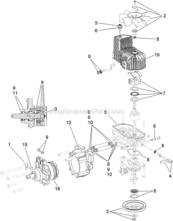 Lh Hydro Assembly Diagram and Parts List for LZS29EKC724CA (920000-999999)(2011) Exmark Lawn Mower