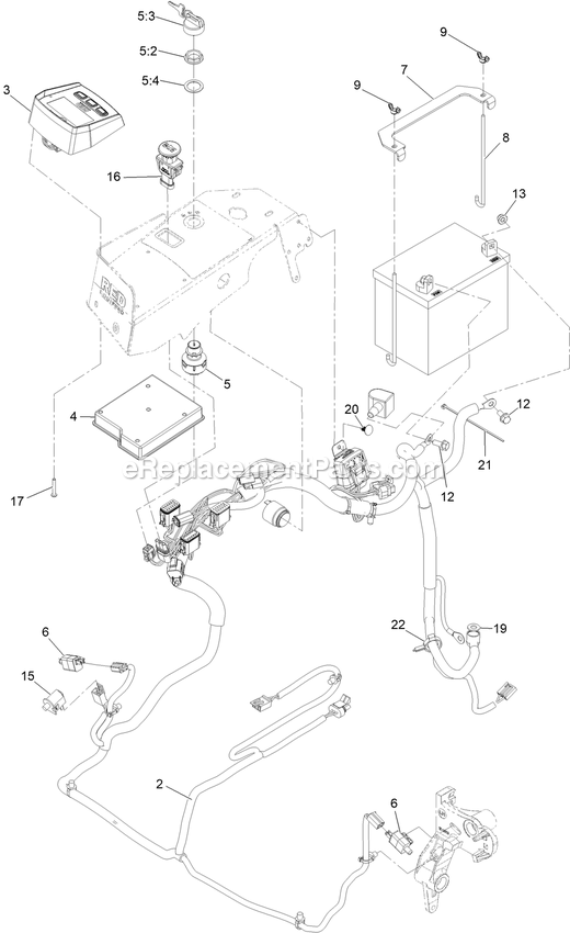 Electrical Assembly Diagram and Parts List for LZX980EKC726W0 (411294212-999999999)(2022) Exmark Lawn Mower