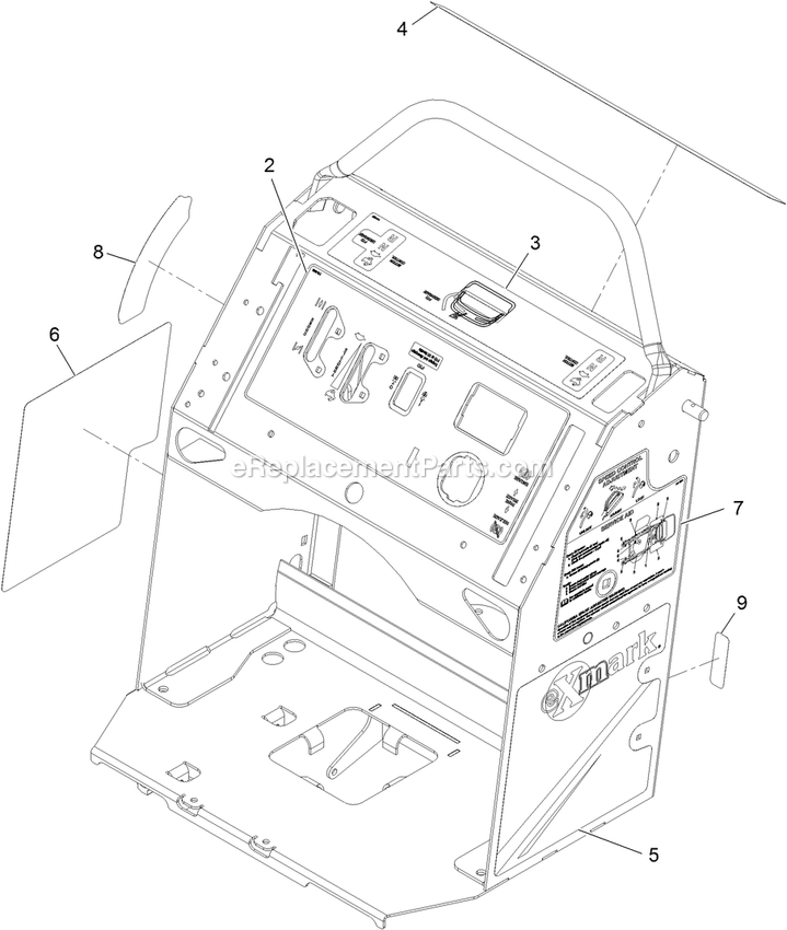Control Tower With Decals Assembly Diagram and Parts List for VT541KA363CA (312000000-312999999)(2012) Exmark Lawn Mower