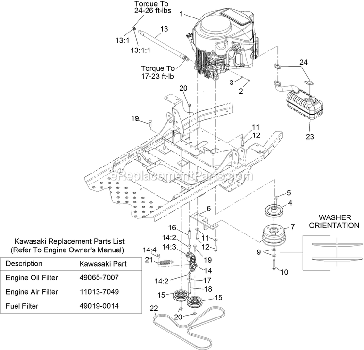 Engine Assembly Diagram and Parts List for PNE651KA482 (314000000-314999999)(2014) Exmark Lawn Mower