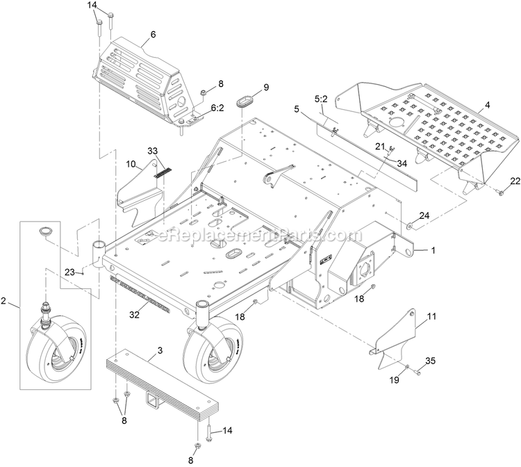 Main Frame Assembly (2) Diagram and Parts List for ARX541CKA30000 (402082300-404314158)(2018) Exmark Aerator