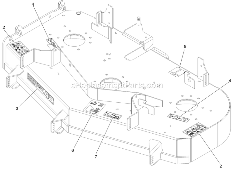 Deck With Decals Assembly Diagram and Parts List for RAX651GKA484A3 (404314159-406294344)(2019) Exmark Lawn Mower