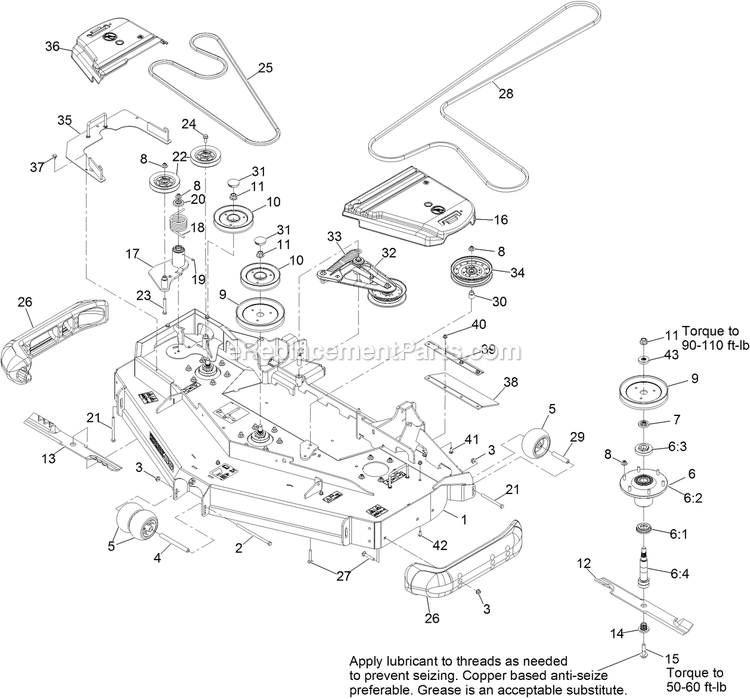 Deck Assembly Diagram and Parts List for LZX940EKC60RT0 (316000000-399999999)(2016) Exmark Lawn Mower