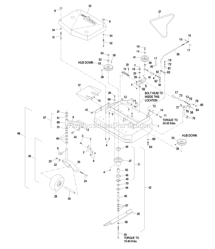 Mower Deck (1) Diagram and Parts List for M4815KA (220000-259999)(2000) Exmark Lawn Mower