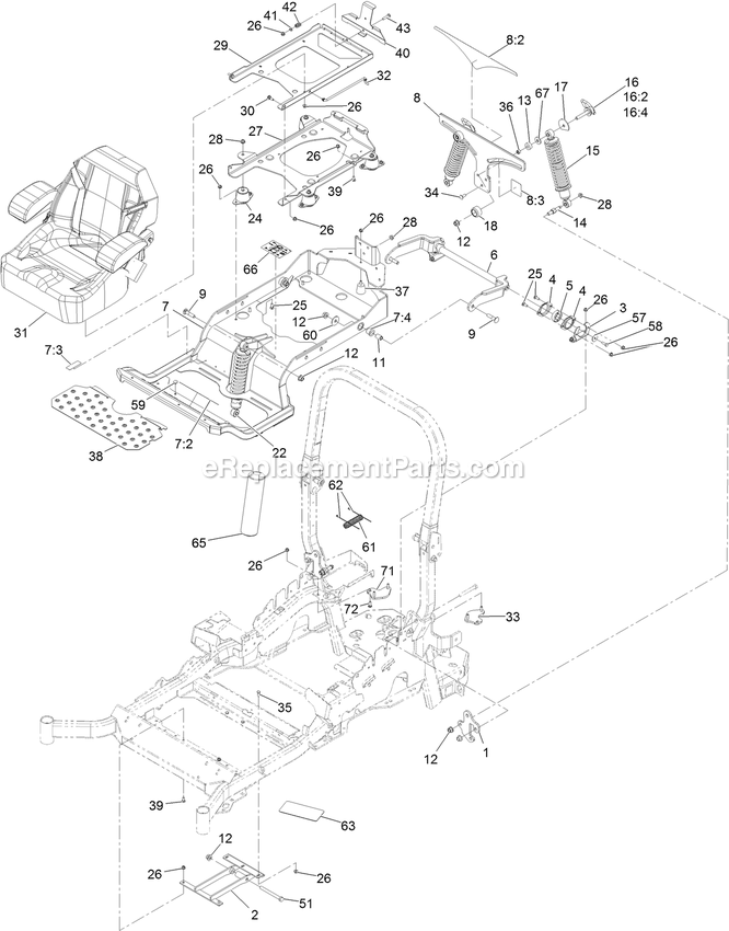 Suspension Platform Assembly (1) Diagram and Parts List for LZE730GKA524B2 (316000000-399999999)(2016) Exmark Lawn Mower