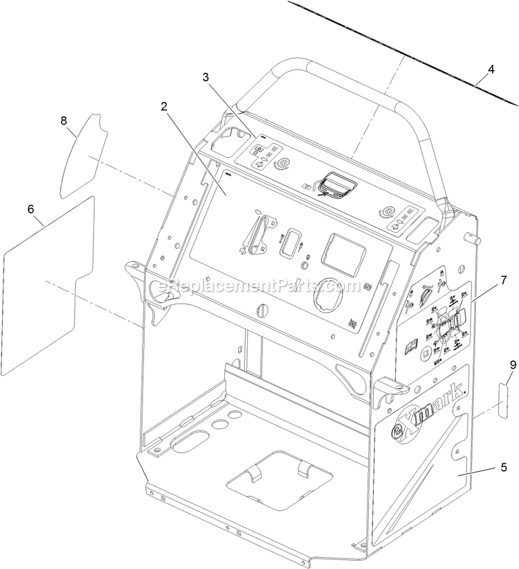 Control Tower With Decals Assembly Diagram and Parts List for VTS740EKC604 (314000000-314999999)(2014) Exmark Lawn Mower