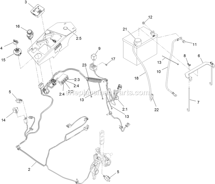 Electrical Assembly Diagram and Parts List for LZE751GKA604C1 (404314159-406294344)(2019) Exmark Lawn Mower
