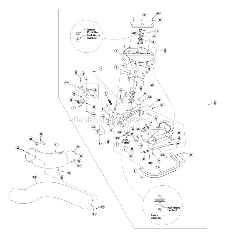 Blower Assembly (2) Diagram and Parts List for LZUV52 (670000-719999)(2007) Exmark Lawn Tractor Accessories