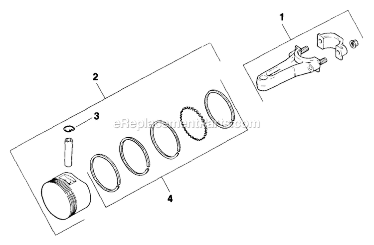 Piston And Rod Diagram and Parts List for TR-17K 70000 Exmark Lawn Mower