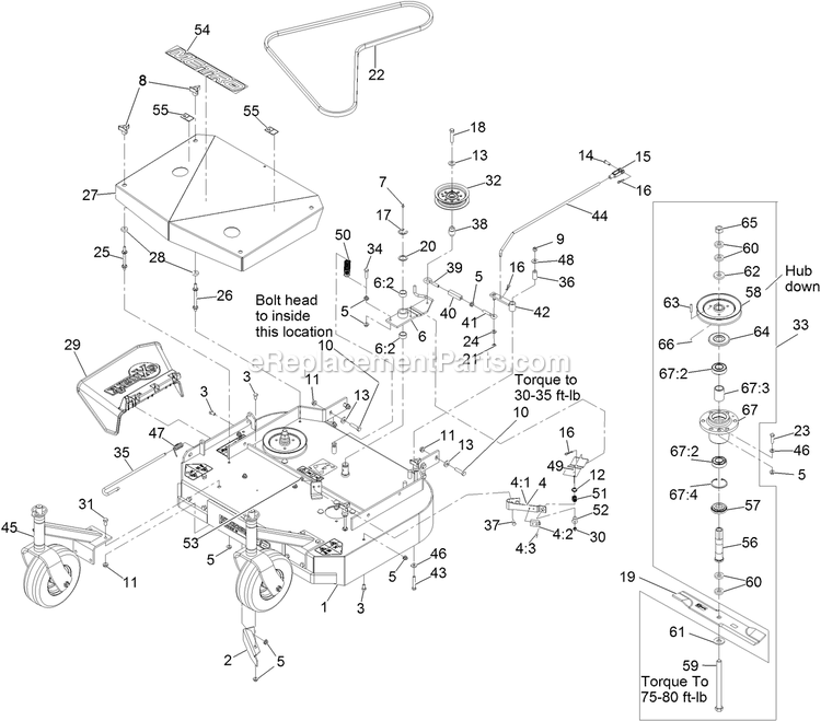 Deck Assembly Diagram and Parts List for MGS481GKA322P0 (316000000-399999999)(2016) Exmark Lawn Mower
