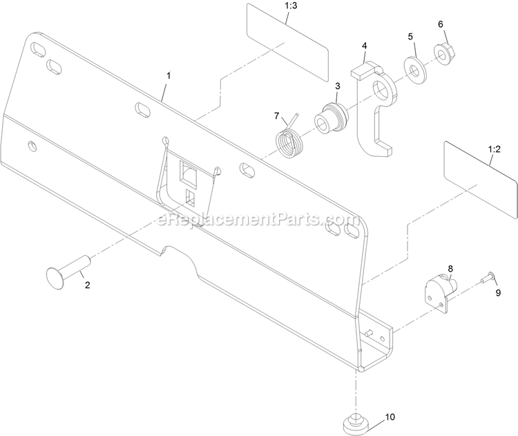 Latch Plate Assembly Diagram and Parts List for LZDS902K605 (313000000-313999999)(2013) Exmark Lawn Mower