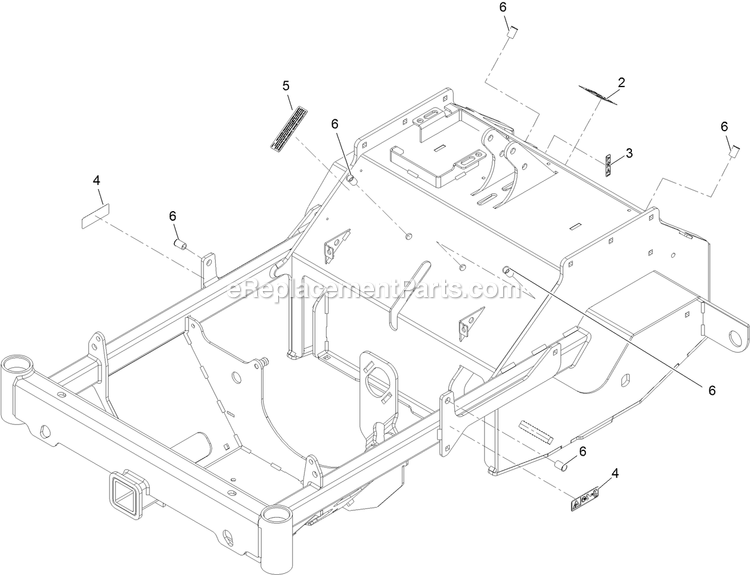 Main Frame With Decals Diagram and Parts List for ARX440GKC24000 (402082300-404314158)(2018) Exmark Aerator