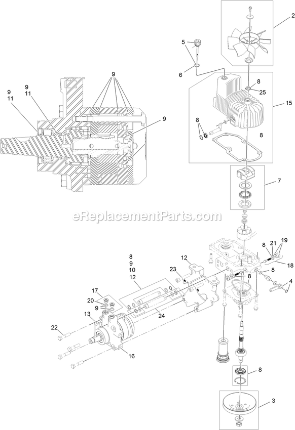Lh Hydro Assembly Diagram and Parts List for LZS740AKC524A2 (316000000-316999999)(2016) Exmark Lawn Mower