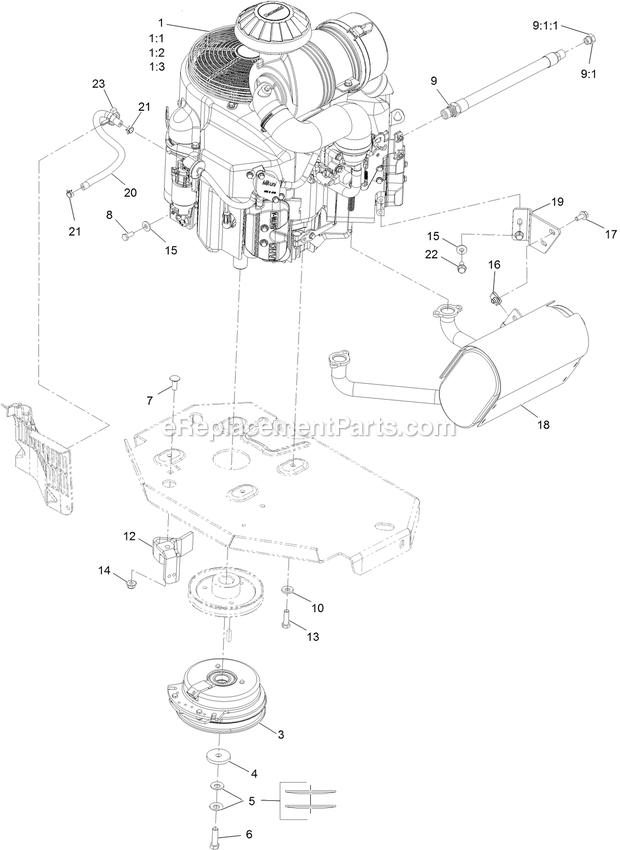 Engine Assembly Diagram and Parts List for LZS801GKA604A1 (400000000-402082299)(2017) Exmark Lawn Mower
