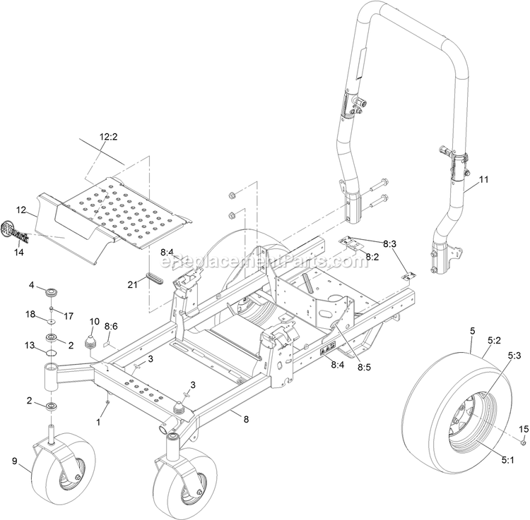 Main Frame Assembly Diagram and Parts List for RAS710CKC48300 (400000000-402082299)(2017) Exmark Lawn Mower