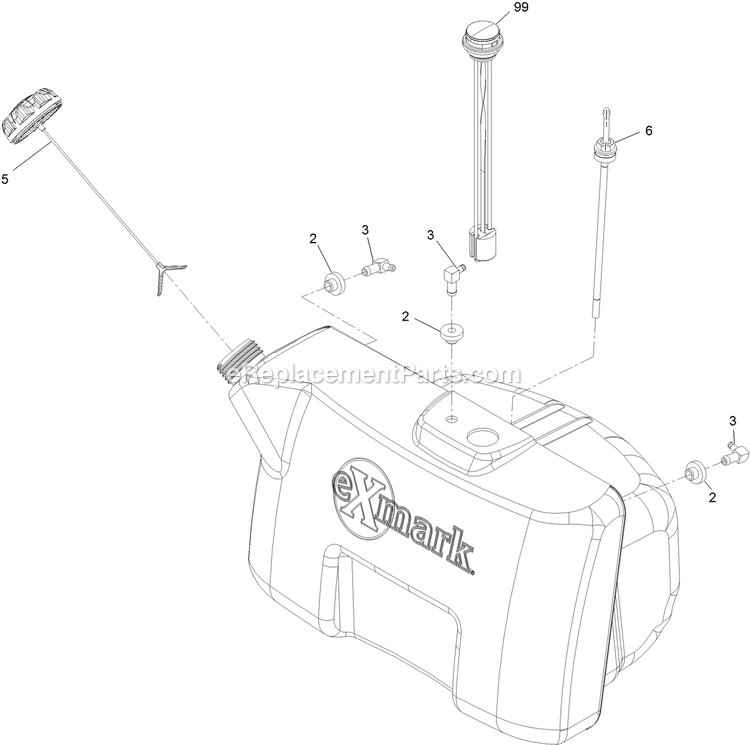 Fuel Tank Assembly Diagram and Parts List for VTS730AKC52400 (400000000-402082299)(2017) Exmark Lawn Mower