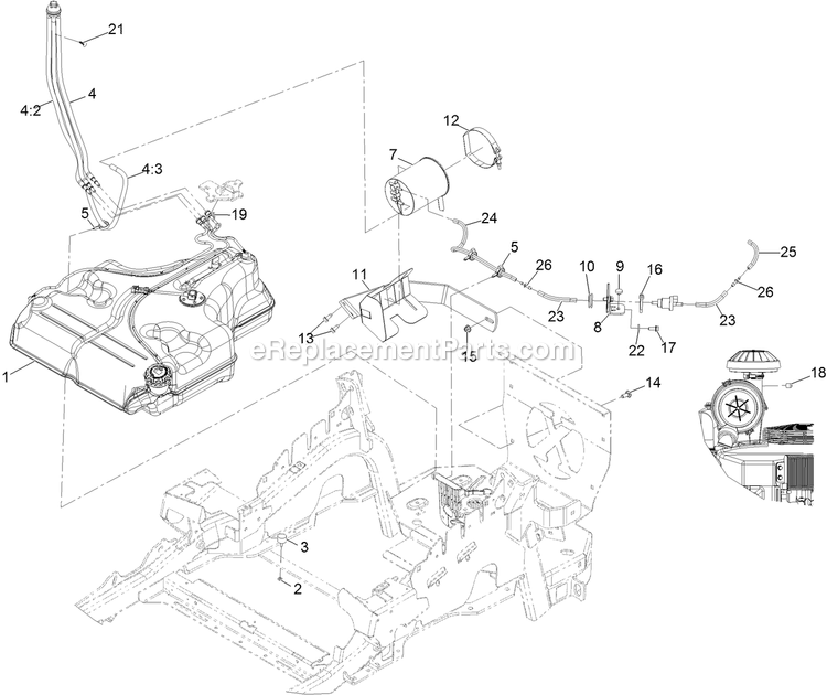 Fuel Assembly Diagram and Parts List for LZX801CKA60600 (400000000-402082299)(2017) Exmark Lawn Mower