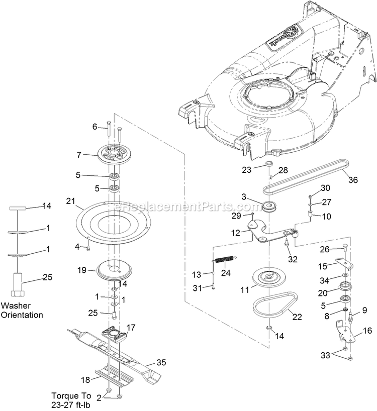 Blade Assembly Diagram and Parts List for ECXKABBC21 (313000000-313999999)(2013) Exmark Lawn Mower