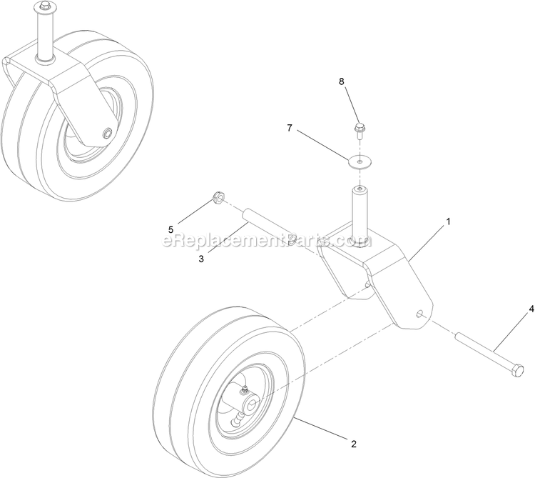 Caster, Wheel And Tire Assembly Diagram and Parts List for QZE702GEM42200 (404314159-406294344)(2019) Exmark Lawn Mower