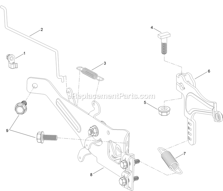 Governor Control Assembly Diagram and Parts List for RAE708GEM52300 (402082300-404314158)(2018) Exmark Lawn Mower