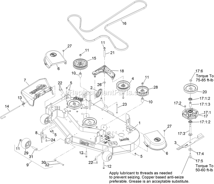 Deck Assembly Diagram and Parts List for PNE710GKC48200 (315000000-315999999)(2015) Exmark Lawn Mower