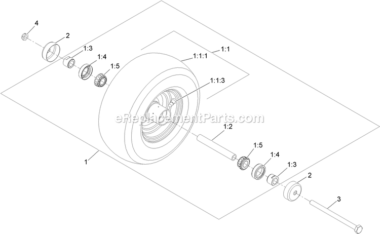 Caster Wheel Assembly Diagram and Parts List for PNS20KA443 (920000-999999)(2011) Exmark Lawn Mower