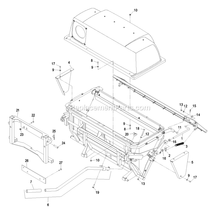 Hopper Assembly Diagram and Parts List for LHPUVD4448 (440000-509999)(2004) Exmark Lawn Tractor Accessories