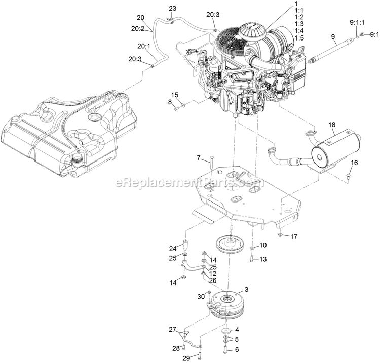 Engine Assembly Diagram and Parts List for LZS850EKA604W0 (404314159-406294344)(2019) Exmark Lawn Mower