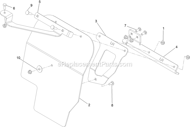 Lh Mud Flap Assembly Diagram and Parts List for LZS88CDYM96RW0 (404314159-406294344)(2019) Exmark Lawn Mower