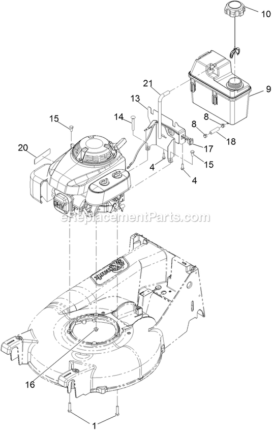 Engine Assembly Diagram and Parts List for ECXHNBBC21 (313000000-313999999)(2013) Exmark Lawn Mower