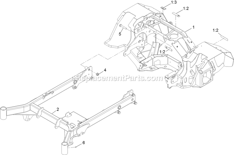 Main Frame Assembly Diagram and Parts List for STS651GKA48400 (404314159-406294344)(2019) Exmark Lawn Mower