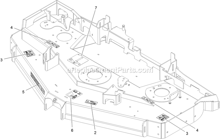 Deck With Decals Assembly Diagram and Parts List for RAS730GKA60RA3 (411294212-999999999)(2022) Exmark Lawn Mower