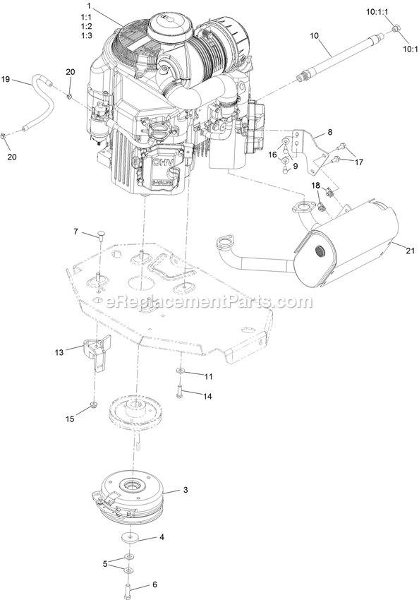 Engine Assembly Diagram and Parts List for LZX921GKA60600 (400000000-402082299)(2017) Exmark Lawn Mower